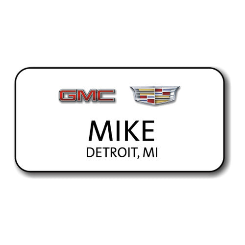 GMC Cadillac White 3" x 15" Name Badge
