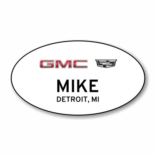 GMC Cadillac 2023 White Oval Name Badge