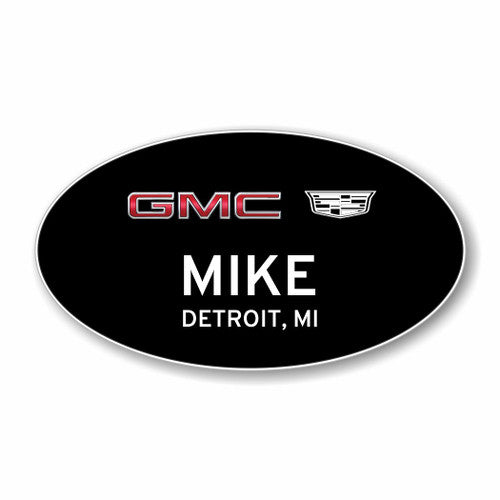 GMC Cadillac 2023 Black Oval Name Badge