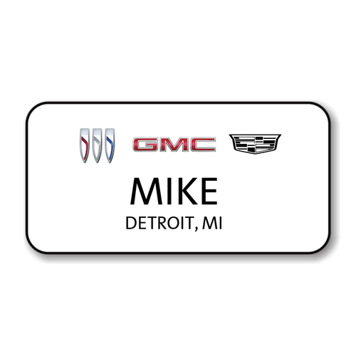 Buick GMC Cadillac 2023 White 3" x 1.5" Name Badge