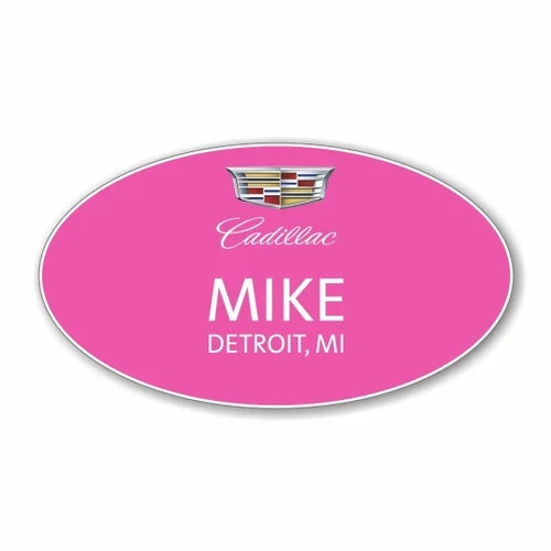Cadillac Pink Oval Name Badge