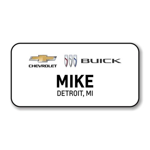 Chevrolet Buick 2023 White 3" x 1.5" Name Badge