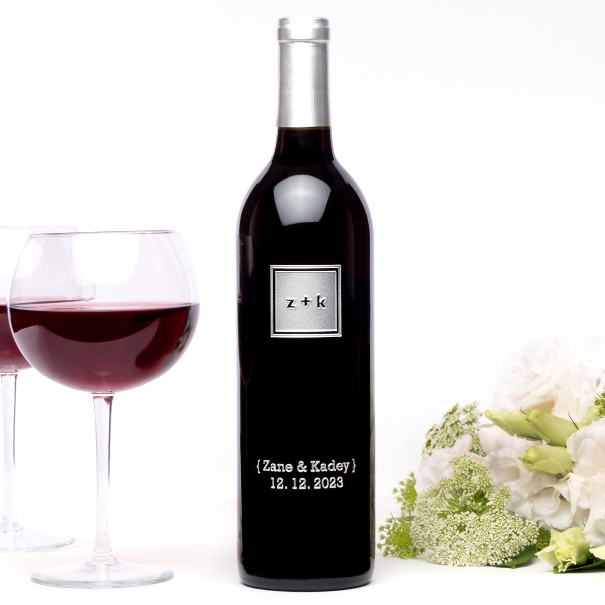 Modern Monogram — Engraved Wine Bottle