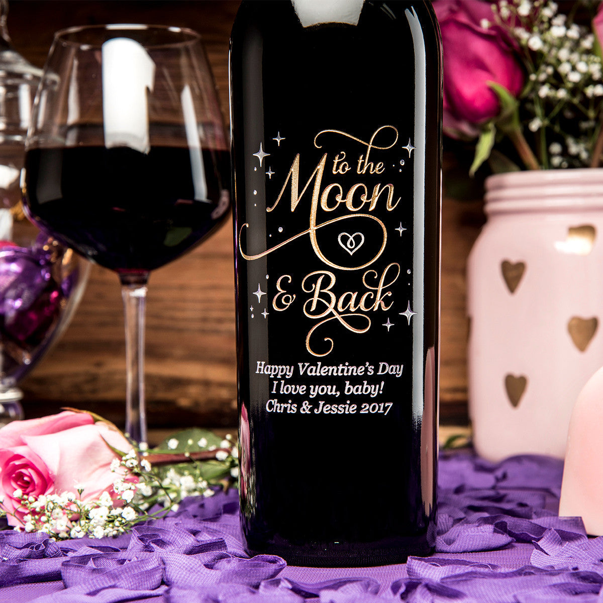 To the Moon & Back — Engraved Wine Bottle
