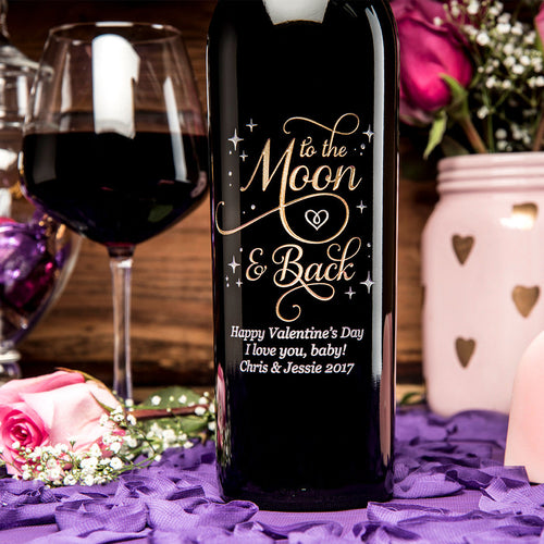 To the Moon & Back — Engraved Wine Bottle
