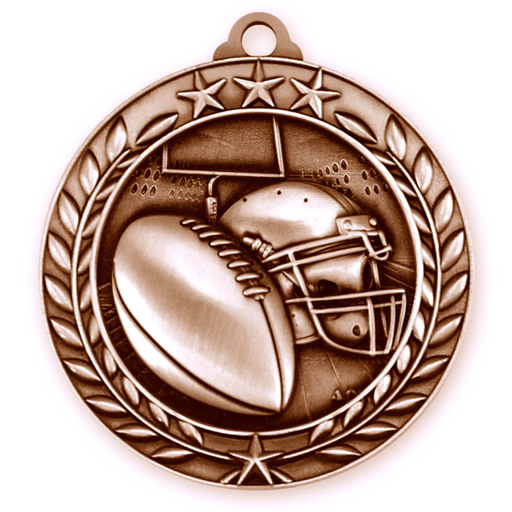 1 3/4'' Antique Bronze Football Wreath Medallion